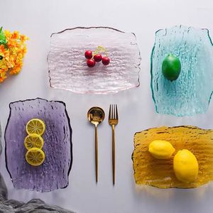 Talerze europejska szklana talerz sałatkowych przekąsek obiadowy organizator prostokątny bursztyn ślubny dom 9.4 -calowy zestaw stolików kuchennych