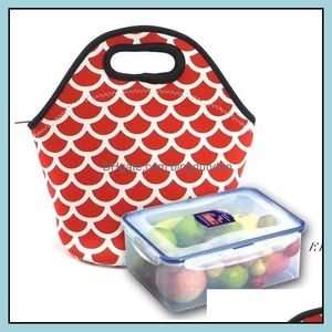 Party Favor Sublimation Blanks Wiederverwendbare Neopren-Einkaufstasche Handtasche Insated Soft Lunch Bags mit Reißverschluss-Design für die Arbeit Schule Drop De Otkie