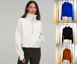 Hoodies Yoga للنساء من النوع الثقيل لولو ملابس الخريف نصف سستة chothing جاكيتات الشتاء معطف Scuba هوديي Sthick فضفاضة فضفاضة