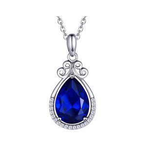 Pendant Necklaces Fashion And Simple Drop Sapphire Sier Plated Tourmaline Tanzanite Classic Necklace Bdehome Delivery Jewelry Pendant Dhw6O