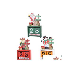 Decorações de Natal calendas de madeira 3d calendas fofas santa milu veado boneco de neve calendário calendário infantil presente de presente xtmas yhm33zwl gota dh4ok