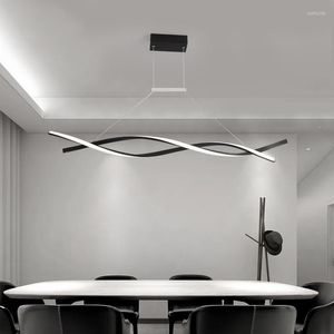Lampadari Lampadario a sospensione moderno per ufficio Sala da pranzo Cucina Alluminio Wave Lustre Apparecchi di illuminazione Avize