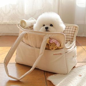 Hundbilsäte täcker bärbar väska katt bär husdjur som bär en-axel med mjuk matta andningsbar 7,5 kg belastning för valpresor