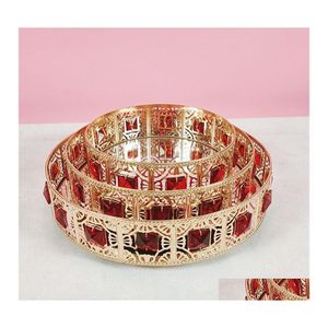 Inne Bakeware 1PCS Red Crystal Cake Stojak Uchwyt Złoty Okrąg