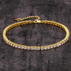 Anklets BOEYCJR Punk Zircon 4mm Tennis Chain Anklet For Women Trend Alloy Foot Bracelet Fashion Jewelry