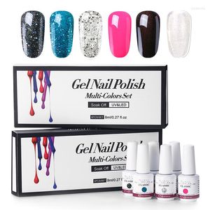 Conjunto de cola de esmalte de unha 6 peças 8 ml de gel colorido puro gel