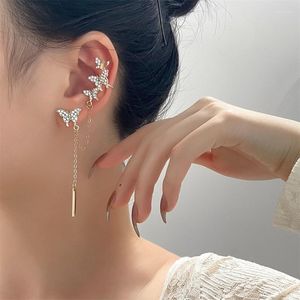 Brincos de backrings Earranhos estéticos de estilo coreano para mulheres Mangues de orelha de borboleta de cristal da moda Jóias de moda pendurada