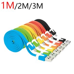 1m/3ft 2m/6ft 3m/10ft cep telefonu USB Veri Senkronizasyon Kablosu Mikro USB Kablo İnce Düz Renkli Android Mikro USB Kablosu