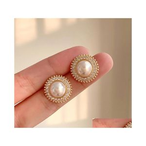 Stud Fashion Jewelry S925 Sier Post Earrings Faux Pearl Rhinstone Drop Delivery Dhxel