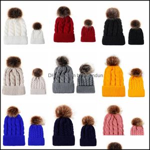 Favor de festa parentchild pom beanies 9 cores moda inverno chaps de malha quente gorro esportivo esportivo cyz3238 entrega de gota home g otdzp