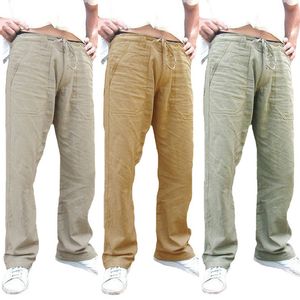 Pantaloni da uomo Pantaloni in lino di cotone per uomo Pantaloni a gamba larga Traspirante Abbigliamento fitness estivo Abbigliamento da lavoro Pantaloni da jogging maschili 230131