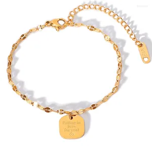 Charm Bracelets Square Armband für Frauen, die sich in die Liebe haben echte Edelstahlkette Goldfarbe Schmuck Liebhaber Geschenkgroßhandel (GB444)