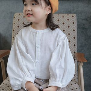 Kids Shirts Girls Shirt Lantern Sleeve Casual Breathable Top Shirt Spring Summer Children'S Clothes Baby Kids Clothing Cardigans 230130