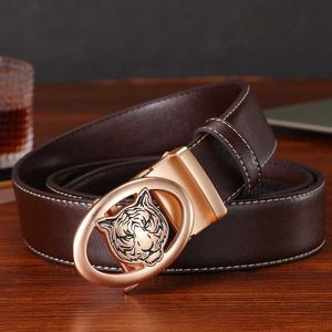 Men Leather Belt Tiger Head Automatic Buckle Youth Casual Pants Belt Width 3.5CM Luxury Designer Belts Wholesale
