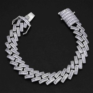 Mulheres de jóias finas Mulheres passam Diamond Tester S925 Prata esterlina com D Color VVS Moissanite Cuban Bracelet