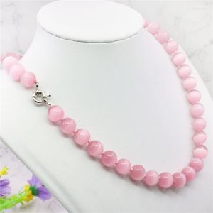Chains Colors 10mm Pink Catsi Eyesd Mexican Opal Round Necklace 18'' Beads Jewelry Making Design Natural StoneChains ChainsChains He
