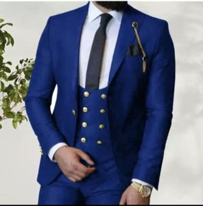 Custom Made Men Suits One Button Groom Tuxedos Peak Lapel Groomsmen Wedding/Prom/Dinner Man Blazer Jacket Pants Vest w8391