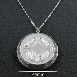 Pendant Necklaces Can Open Po Frame Jewelry Hollow Out Round Locket Necklace Women Accessories