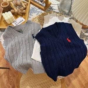 Spring Children V-neck Knitted Sleeveless Sweater Vest Autumn Boys Girls Toddler College Style Sweater Vest Clothing 2-7T