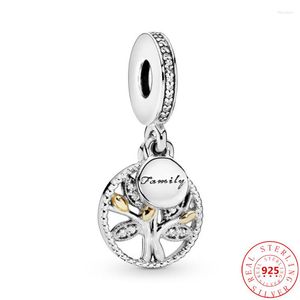 Pärlor 925 Sterling Silver Sparkling Family Tree Shiny Dangle Charm Fit Original Armband Halsband Diy Women Fine Jewelry