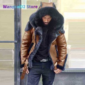 Men's Jackets New Men Plus Size Winter Jacket Faux Fur Coat Fur Collar and Long Sleeves Wool Liner Casual Zipper Mens Jackets and Coats 013123H