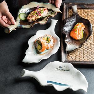 Plates RHE Leaf Type Ceramic Dishes Kitchen Dining Table Seasoning Dish Breakfast Dinner Plate Small Salad Sushi Sashimi Tray