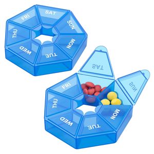 Mini Round 7 Days Medicine Pill Box Portable Travel Vitamin Box Sort Tablet Holder Organizer Container Cases