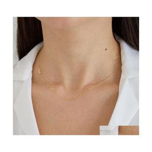 Chokers Lateefah Personalisierte seitliche Initialen-Halskette Goldbuchstabe Collier Lettre Edelstahlschmuck1 444 Q2 Drop-Lieferung Jude Dh6Uo