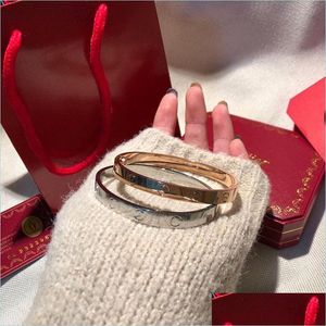 Bangle Luxury Love Bracelets Women Screw Gfb 18K Gold Plated Classic Bracelet Original Box Card Bag Unique Code Numbers None Drop De Dhh3E