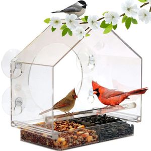 その他の鳥の供給アクリル抗リスフィーダー透明窓吸引カップ分離可能なハンギングスライディングトレイオウム屋外230130のクリア