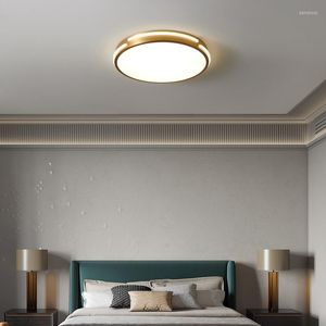 Tavan Işıkları Nordic Style Bakır Yatak Odası Lamba Modern Minimalist Led Oda Işığı Lüks Yuvarlak Çalışma Balkon Lambaları