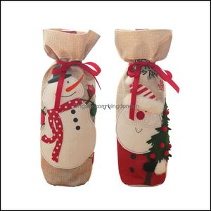 Christmas Decorations Wine Bottle Er Gift Bags Santa Snowman Pattern Home Dinner Decoration Party Table Ornaments Pae10975 Drop Deli Otijz