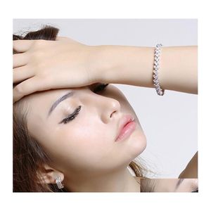 Tennis Luxury Austria Shining Crystal Bracelets Genuine 925 Sterling Sier Charms Bracelet Diamond Roman Link Jewelry 513 Q2 Drop Deli Dheqy