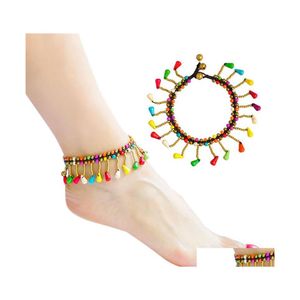 Tornozeleiras de estilo boêmio sinos e pedras pulseiras de verão praia na moda tornozelo tornozelo pulseira sexy sandal grow entrega jóias dhsa4