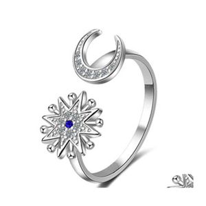Pierścienie zespołowe Ręka Modna Białe złoto kolor gwiazdy księżycowy odpowiedni na przyjęcie weselne kobiety biżuteria mikro