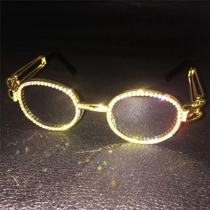Солнцезащитные очки 2023 Diamond Hip Hop Women Men Men Fashion Vintage Clear Lens Sun Glasses Людисники Круглый панк NX
