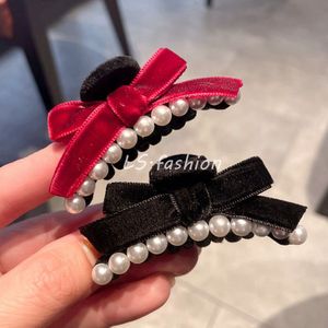 Nytt p￤ronband Bowknot Hair Claw Clips Women Girls Matt Plast Bow Ponytail Holder Hairs Clamps Crab Barrettes Accessories 1517