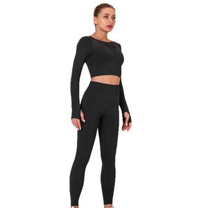 Kvinnors träningsdräkter Vinterkvinnor toppar och pantar tvåstycken Set Seamless Ladies Tracksuit Gym Hög Elastisk kvinnlig Sportsuit Girl Yoga Training Suit 230131