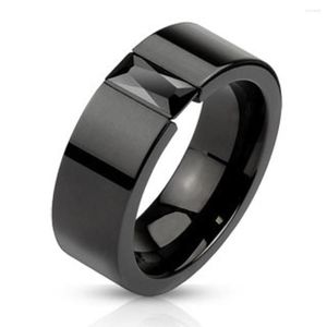 Anéis de casamento masculino banda de zircão preto ring moda quadrado corte cristal no engajamento de dedos de festa de aniversário presentes de jóias