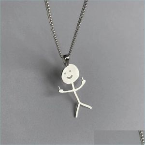 Chains Stainless Steel Funny Doodle Necklace For Women Trendy Graffiti Personalized Hip Hop Men Accessories Male 2022Chains Drop Del Dham5