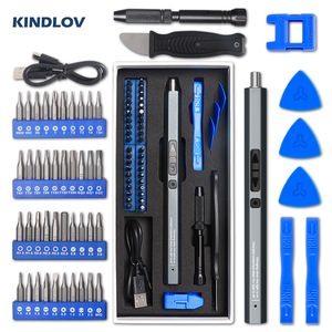 Электрическая буриль Kindlov Electric Outcriver Установите 50 в 1 точный шестигранник Torx Bits Магнитные отвертки со светодиодным светом для ремонта телефона Электрический инструмент 230130