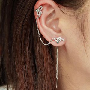 Hoop örhängen CZ Snake Link Chain Earring Plated Silver Double Snakes Piercing Cuff Earings For Women Jewelry Trend 2023 Aretes Serpientes