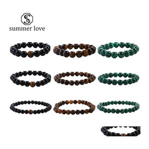 Beaded Strands High Quality Black Tiger Eye Buddha Armband Natural Malachite Beads Pray Wealth Lucky Classical Style Jewelry for DHY7V