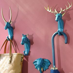 Hooks Rails Animal Coat Wall Hanging Porch Decoration Viscose Antler Mönster Rack Door Sticky Hook Key HangerHooks