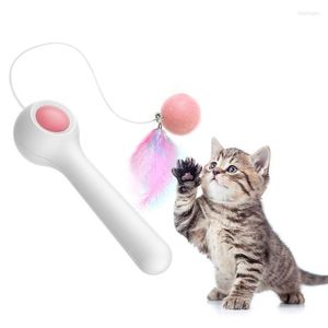 Cat Toys Funny LED Laser Toy med fjäder Multi-vinkel Auto Roting Training Underhållande Interactive för Kitten Pet Product