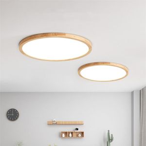 Ceiling Lights Modern Ultra-Thin Led Lamps H2.8/4.5cm Wooden Nordic Chandeliers Living Room Bedroom Remote Control Panel Fixture