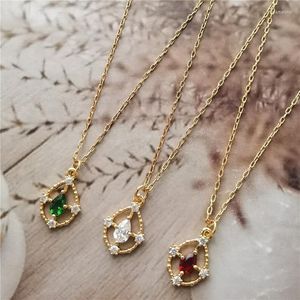 Choker Chokers Three Color Choice Geometric Hullowed out out zircon Water-Drop Pendant Sweety Fashion Simple Short Necklaceschokers llis22