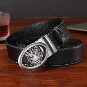 Men Belt High-quality Leather Youth Automatic Buckle Pants Belt Personality Tiger Head Jeans Belts