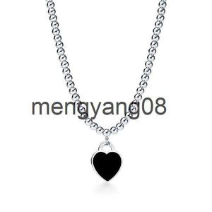 Pendant Necklaces Design 925 Sterling Silver Beads Necklaces For Women Jewelry With Pink Blue Red Black Color Enamel Heart Necklace Wholesale T2201314