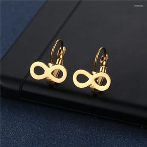 Hoop Earrings 2023 Infinity Symbol Women's Korean Fashion Stainless Steel Gold Plated Stud Lucky Number 8 Vintage Jewely